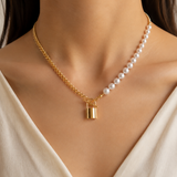 Model wearing Liora Pearl Heart Necklace — Edition 9