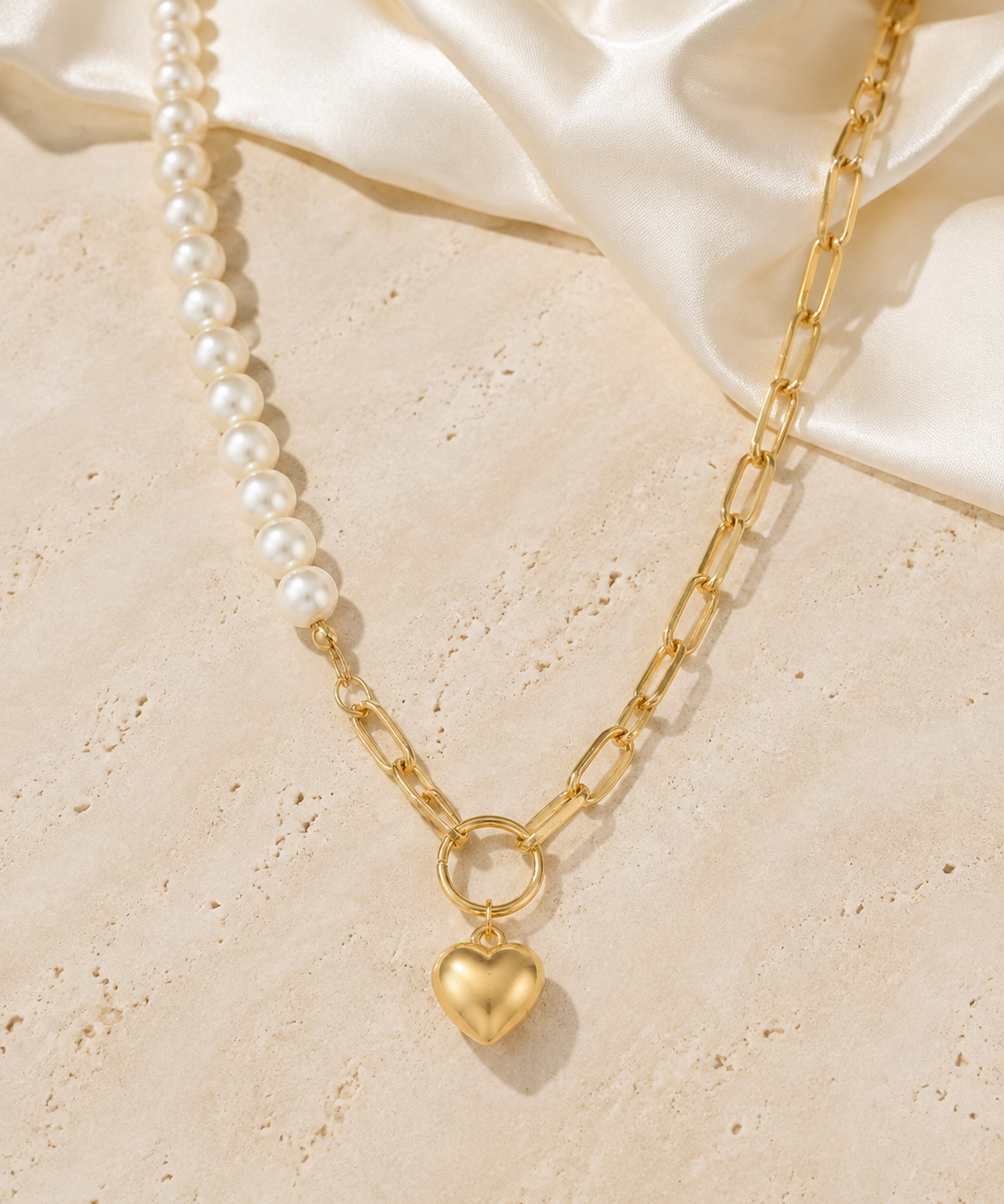 Liora Pearl Heart Necklace — No. 26–27 close detail