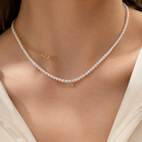 Model wearing Liora Pearl Heart Necklace — Edition 11