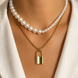 Model wearing Liora Pearl Heart Necklace — Edition 16