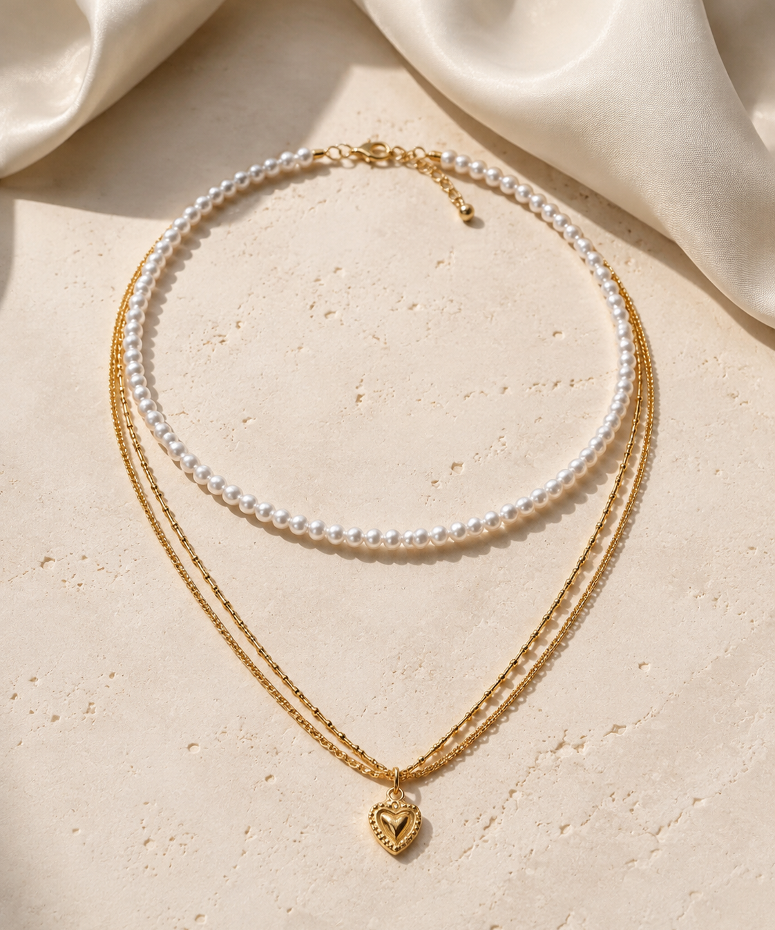Liora Pearl Heart Necklace close detail
