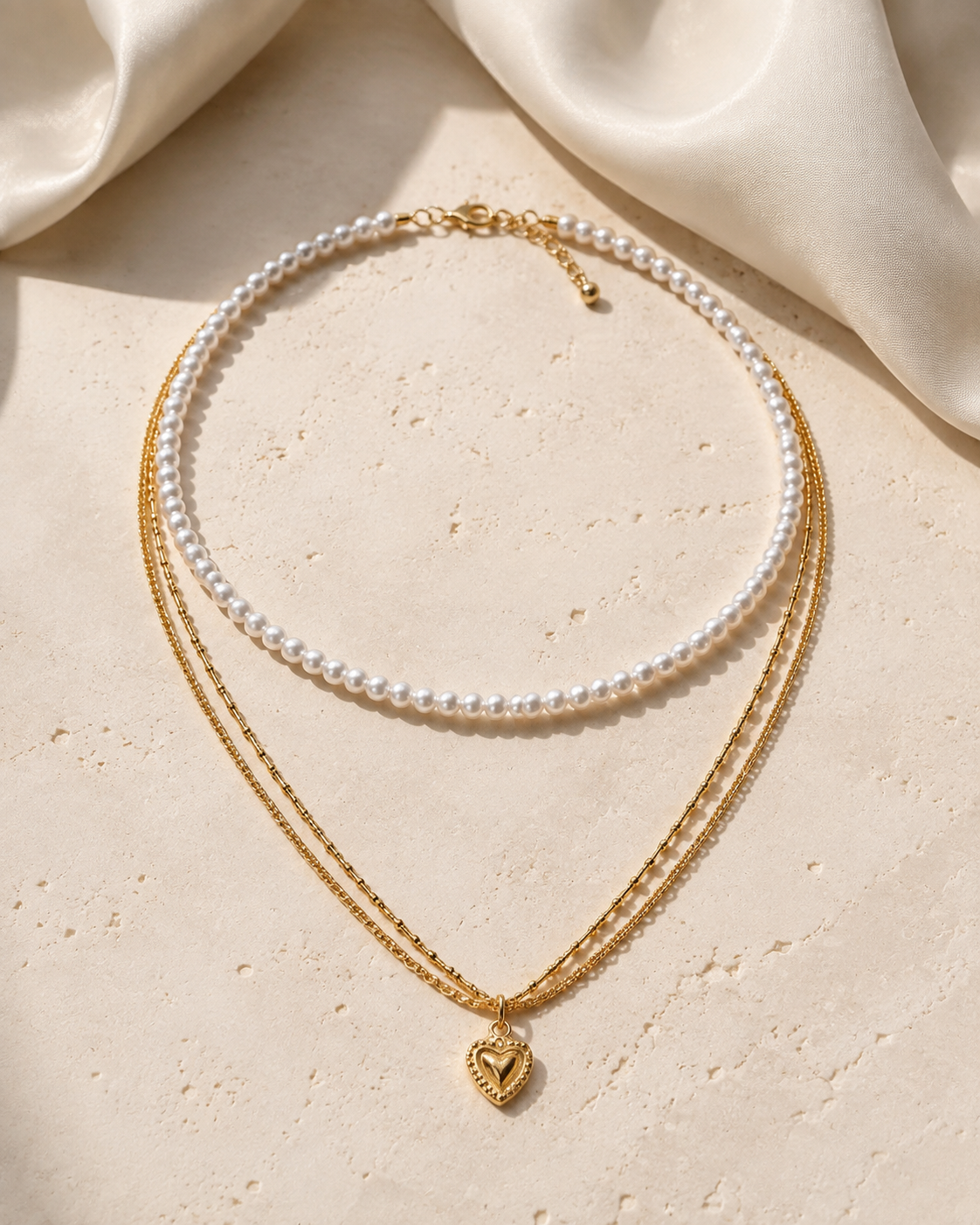 Liora Pearl Heart Necklace close detail