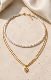 Liora Pearl Heart Necklace close detail