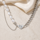 Selene Pearl Heart Necklace close detail