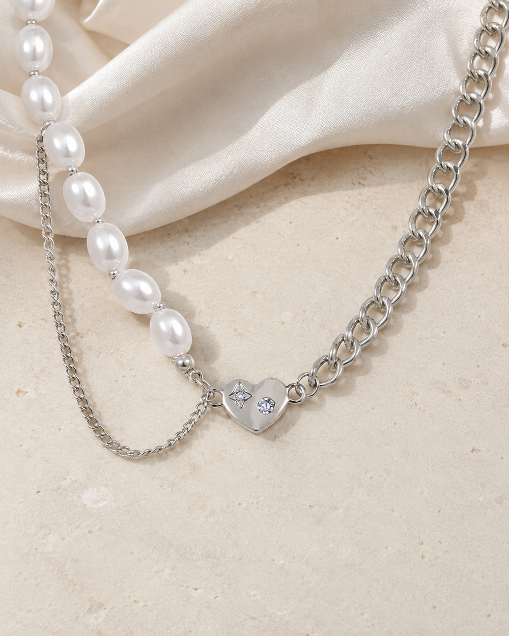 Selene Pearl Heart Necklace jewelry product view