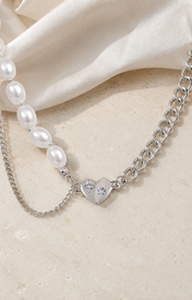 Selene Pearl Heart Necklace jewelry product view