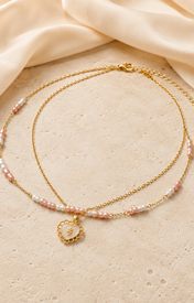 Amara Pearl Heart Necklace close detail