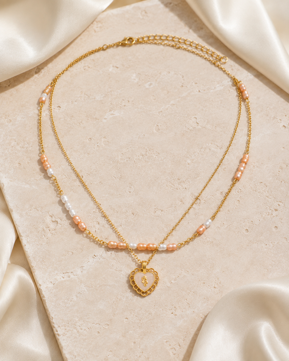 Amara Pearl Heart Necklace jewelry product view
