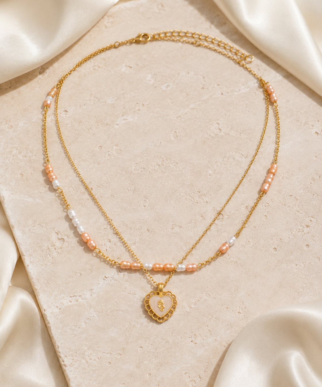 Amara Pearl Heart Necklace jewelry product view