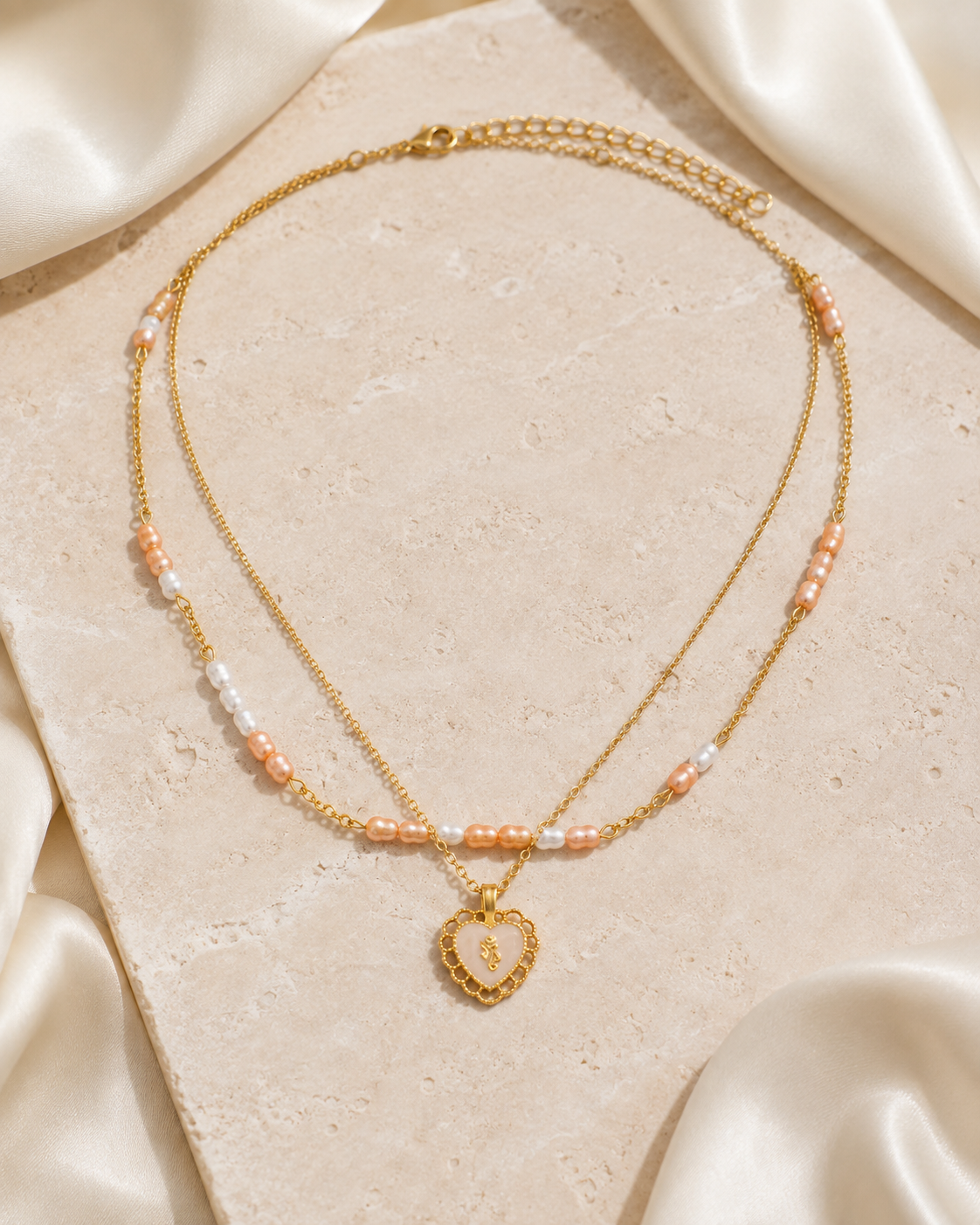 Amara Pearl Heart Necklace jewelry product view