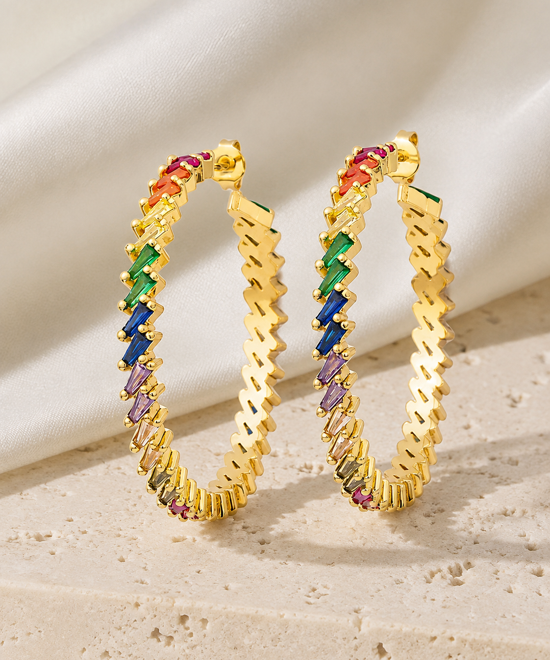 Nadia C-Shape Zirconia Earrings close detail
