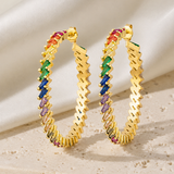 Nadia C-Shape Zirconia Earrings close detail