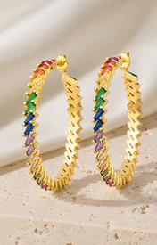 Nadia C-Shape Zirconia Earrings close detail