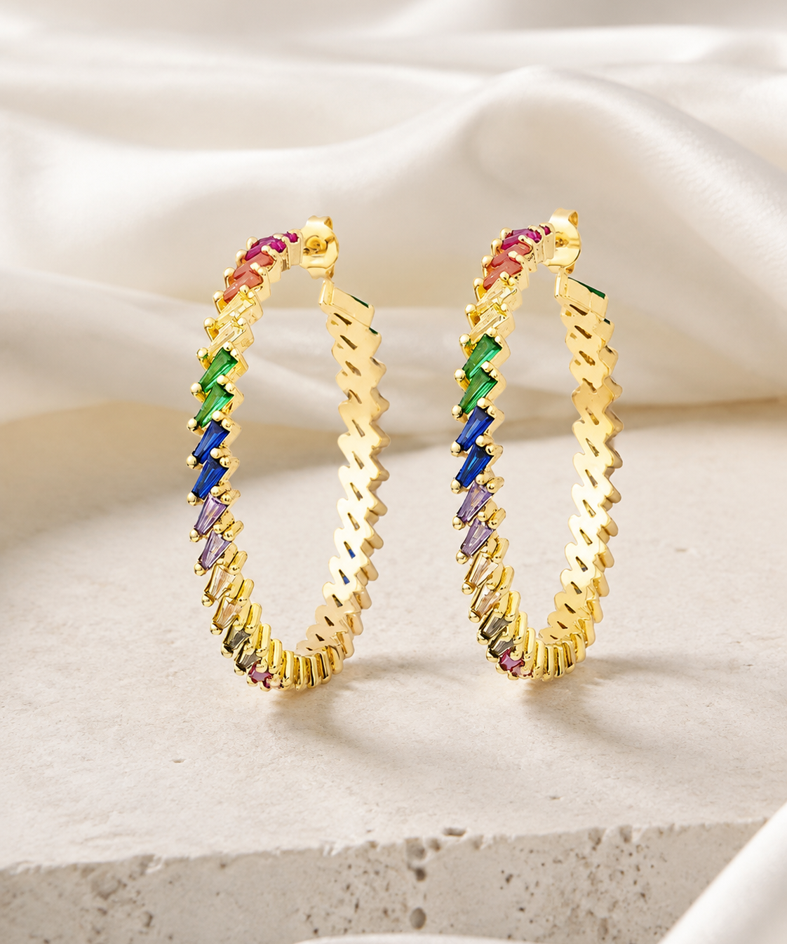 Nadia C-Shape Zirconia Earrings jewelry product view