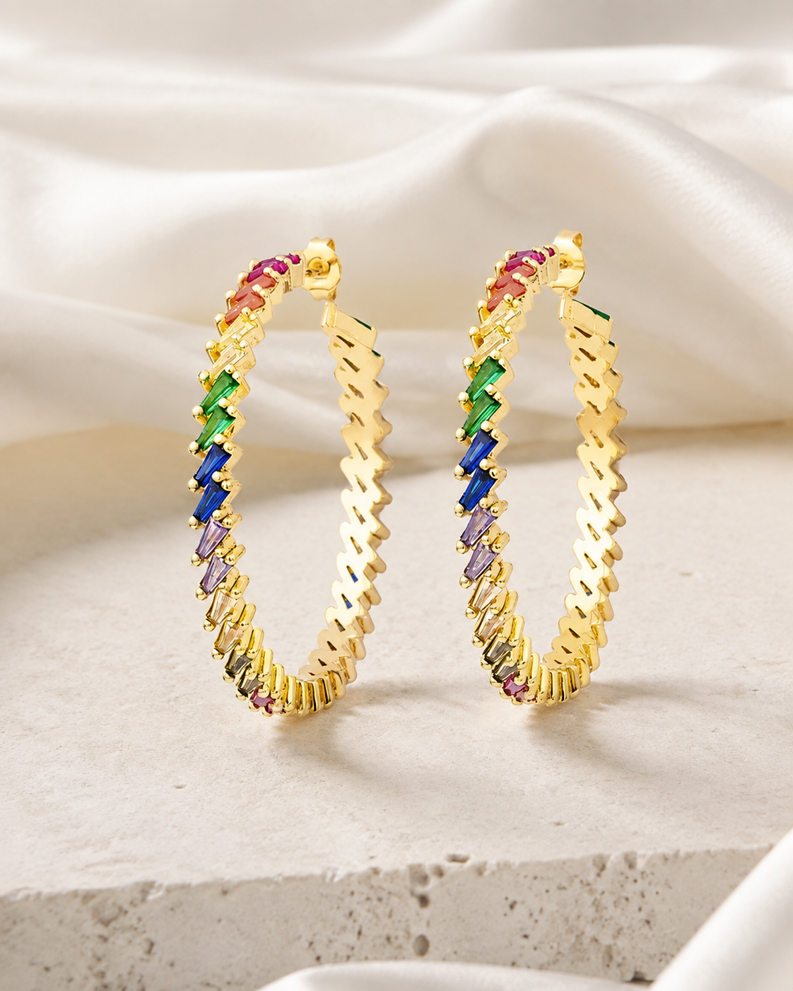 Nadia C-Shape Zirconia Earrings jewelry product view