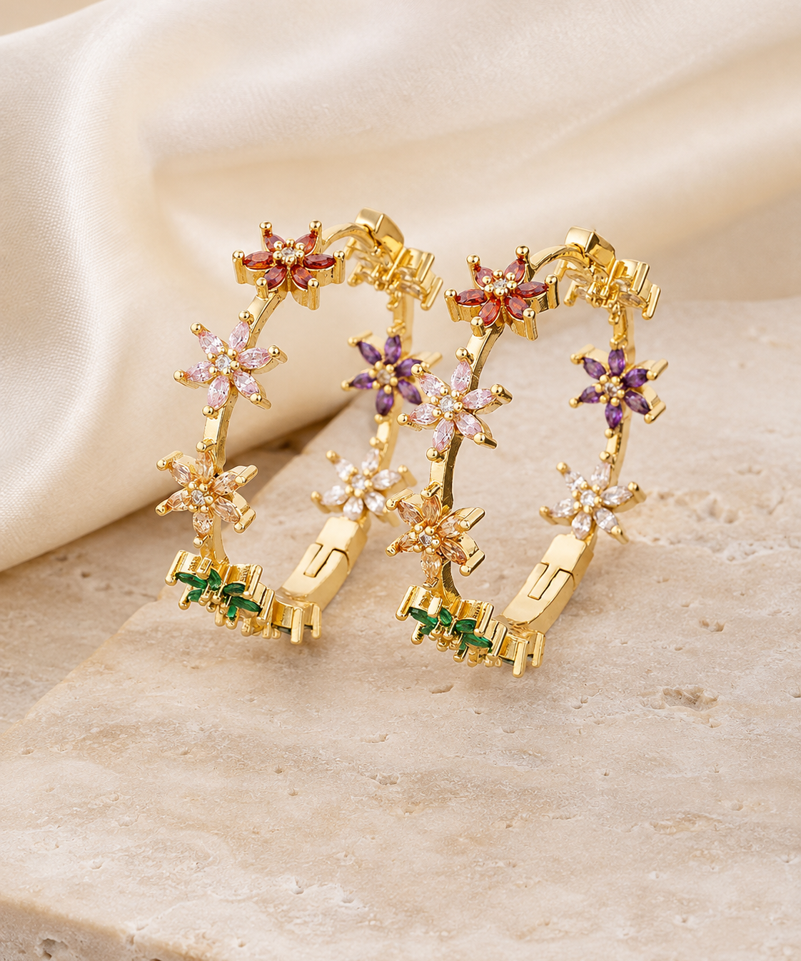 Rosalind C-Shape Zirconia Earrings close detail