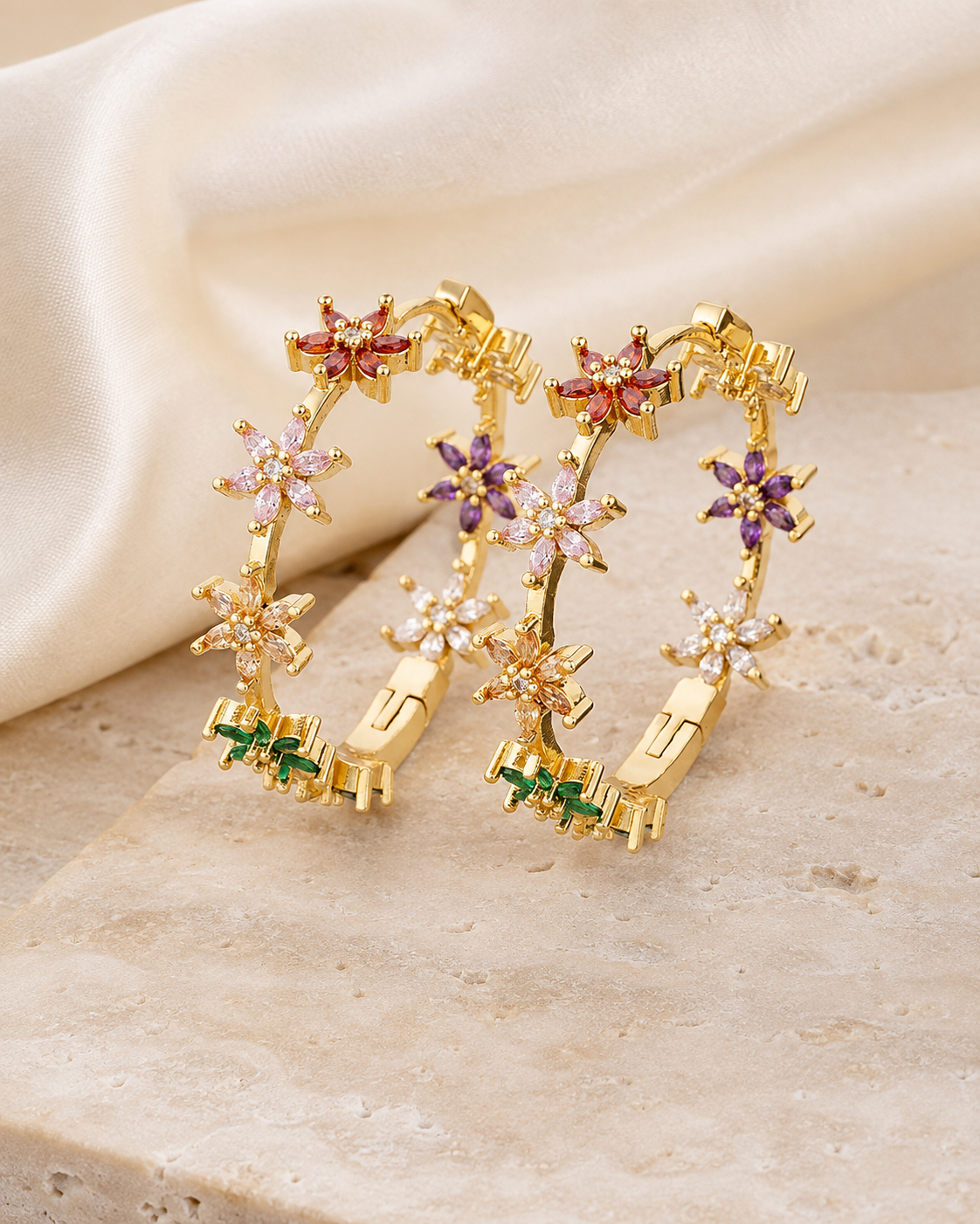 Rosalind C-Shape Zirconia Earrings close detail