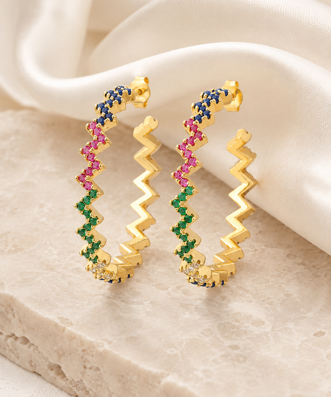 Skye C-Shape Zirconia Earrings close detail