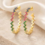 Skye C-Shape Zirconia Earrings close detail