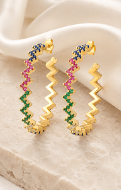 Skye C-Shape Zirconia Earrings close detail