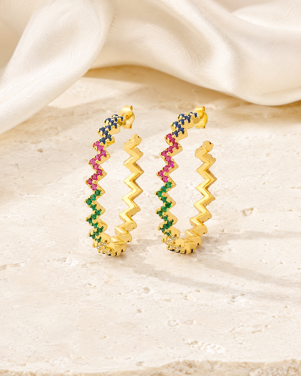 Skye C-Shape Zirconia Earrings jewelry product view
