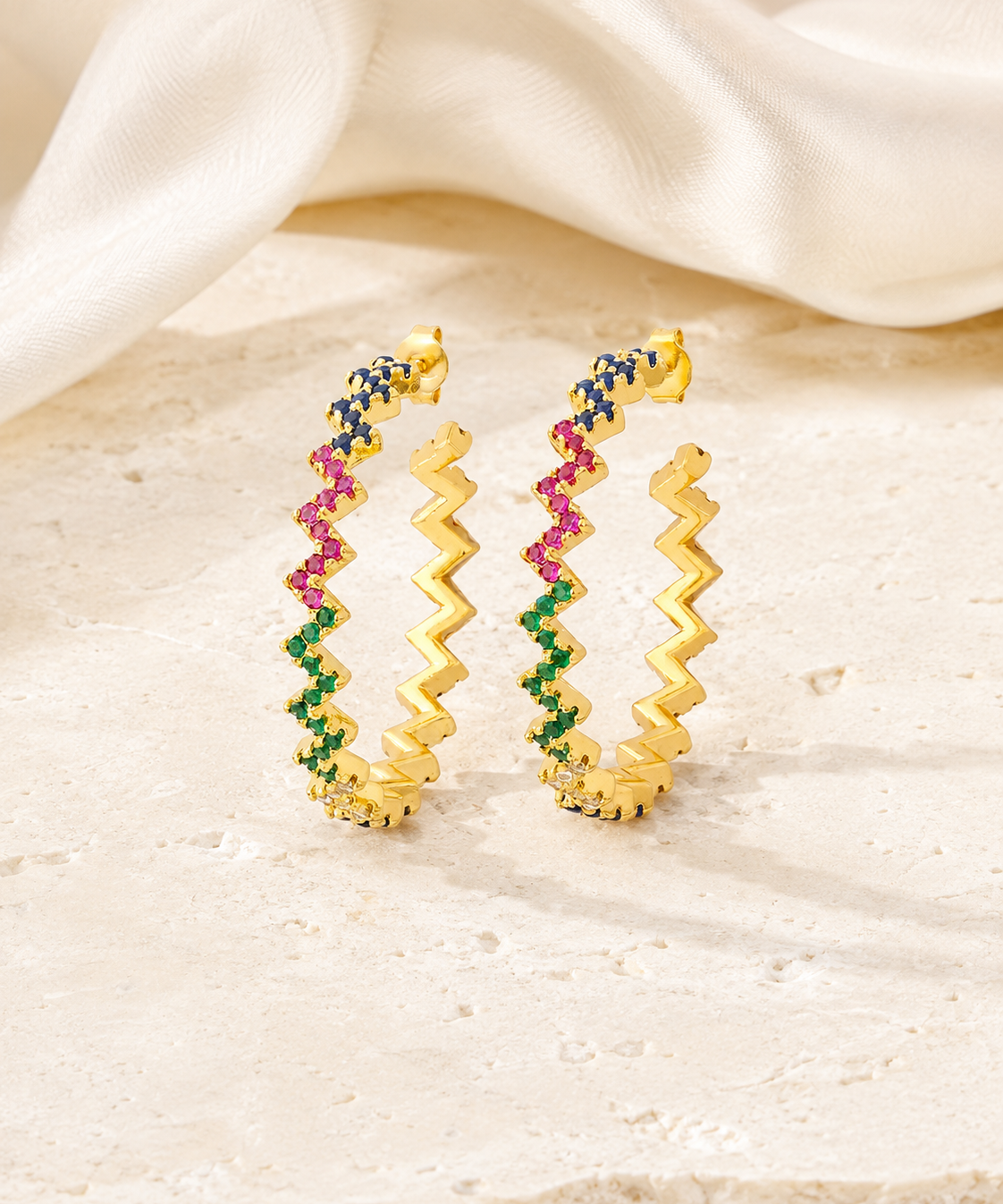 Skye C-Shape Zirconia Earrings jewelry product view