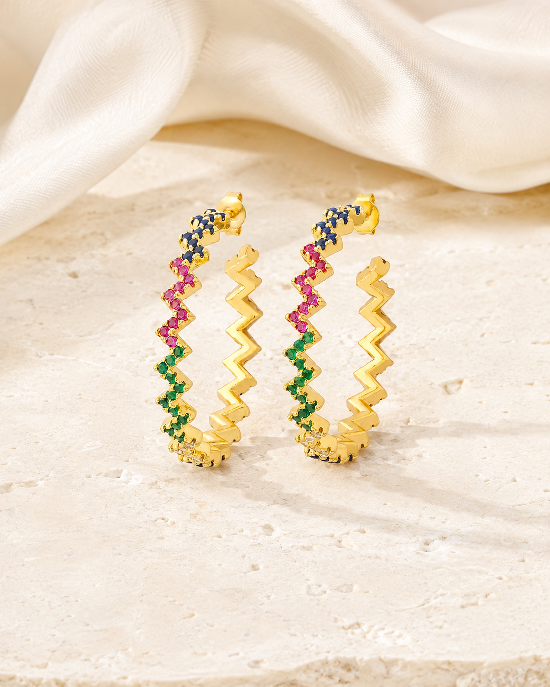Skye C-Shape Zirconia Earrings jewelry product view