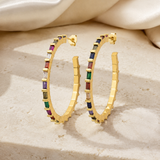 Coral C-Shape Zirconia Earrings close detail
