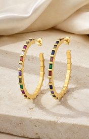Coral C-Shape Zirconia Earrings close detail