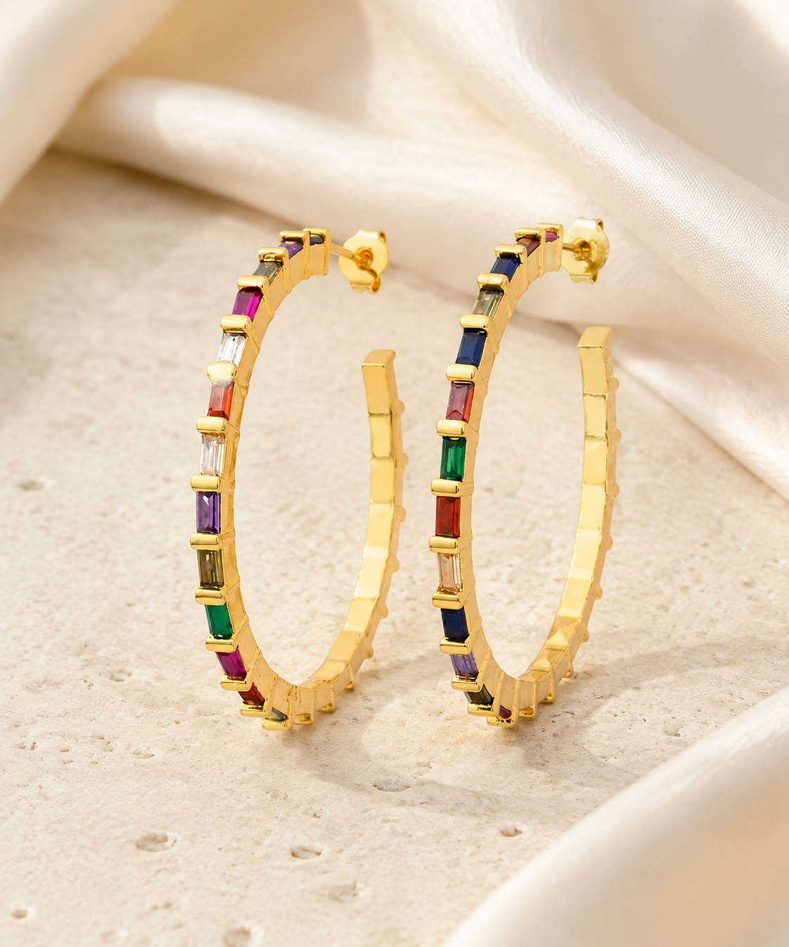 Coral C-Shape Zirconia Earrings jewelry product view