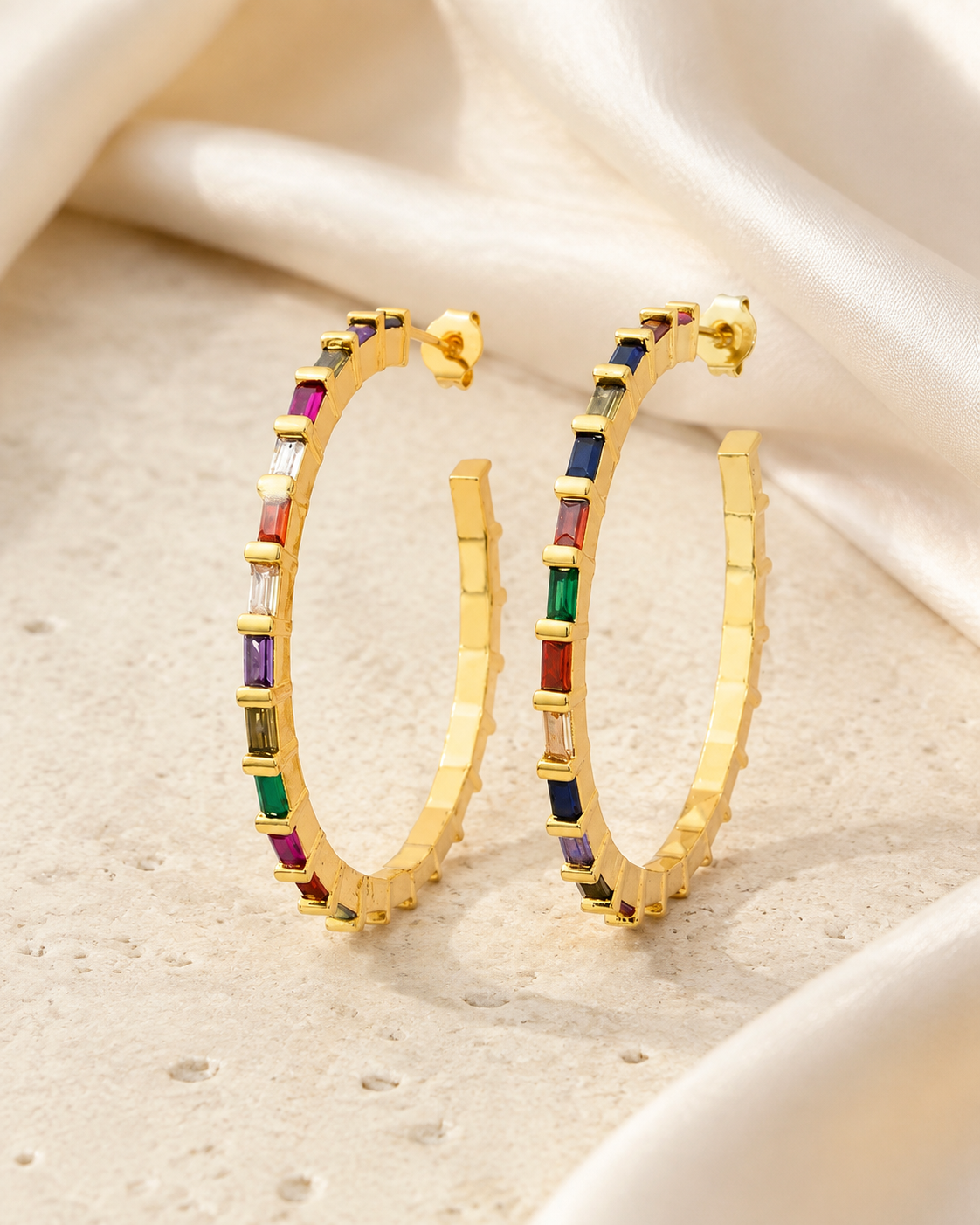 Coral C-Shape Zirconia Earrings jewelry product view