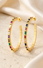Coral C-Shape Zirconia Earrings jewelry product view