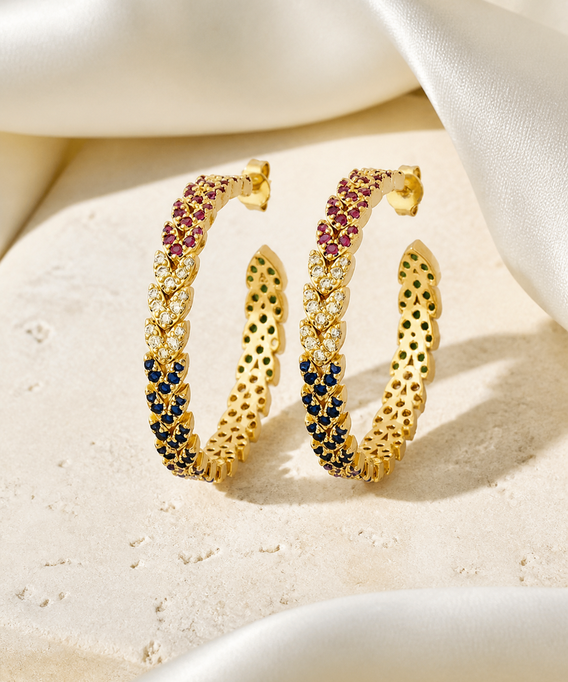 Briar C-Shape Zirconia Earrings close detail