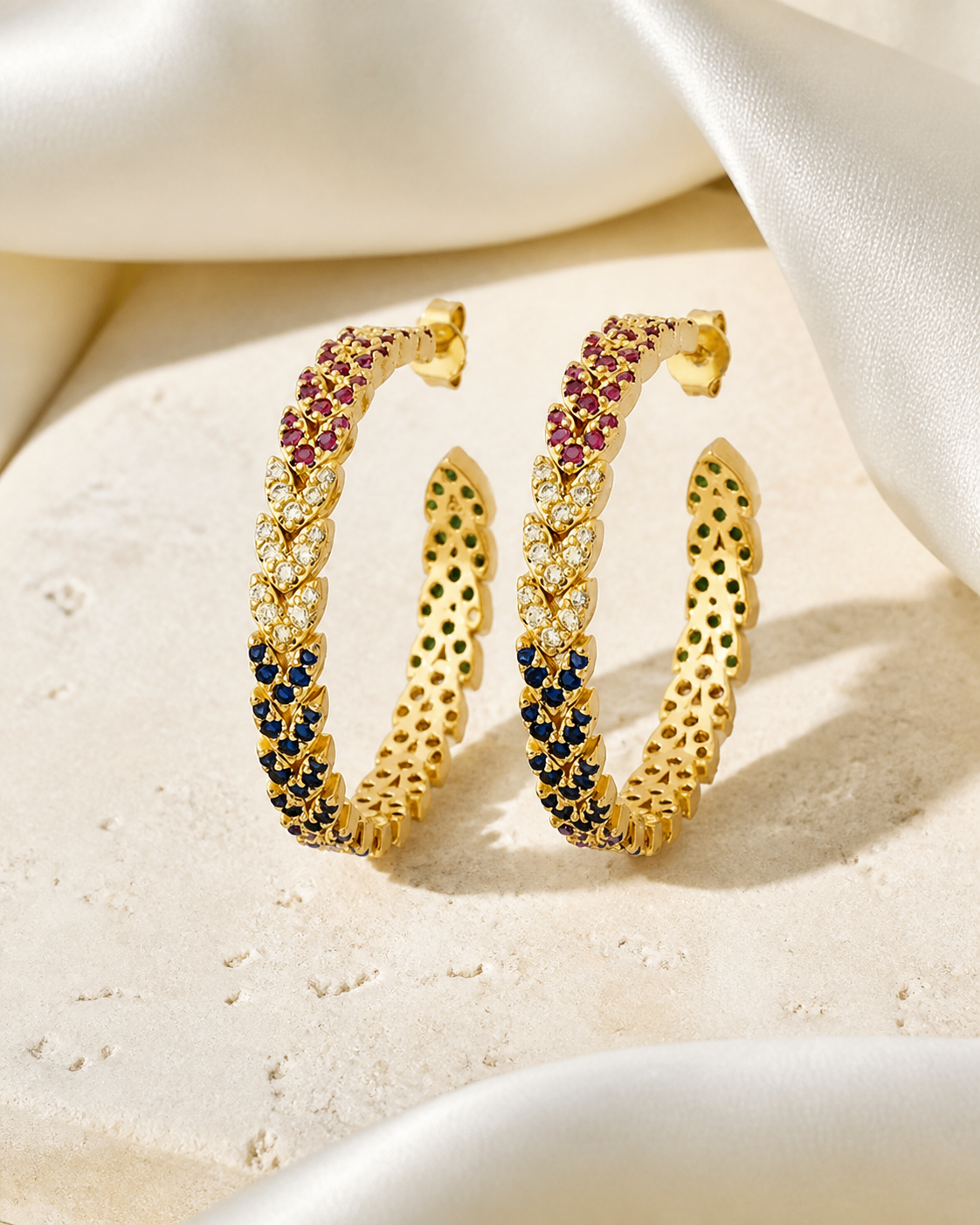 Briar C-Shape Zirconia Earrings close detail