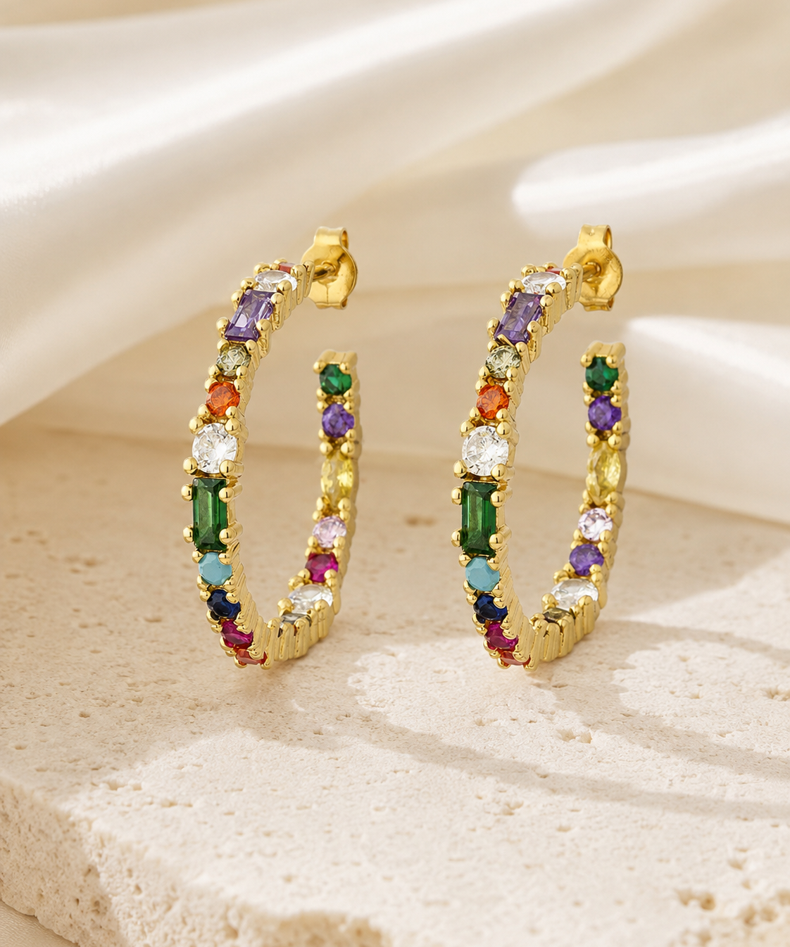 Elodie C-Shape Zirconia Earrings close detail