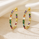 Elodie C-Shape Zirconia Earrings close detail