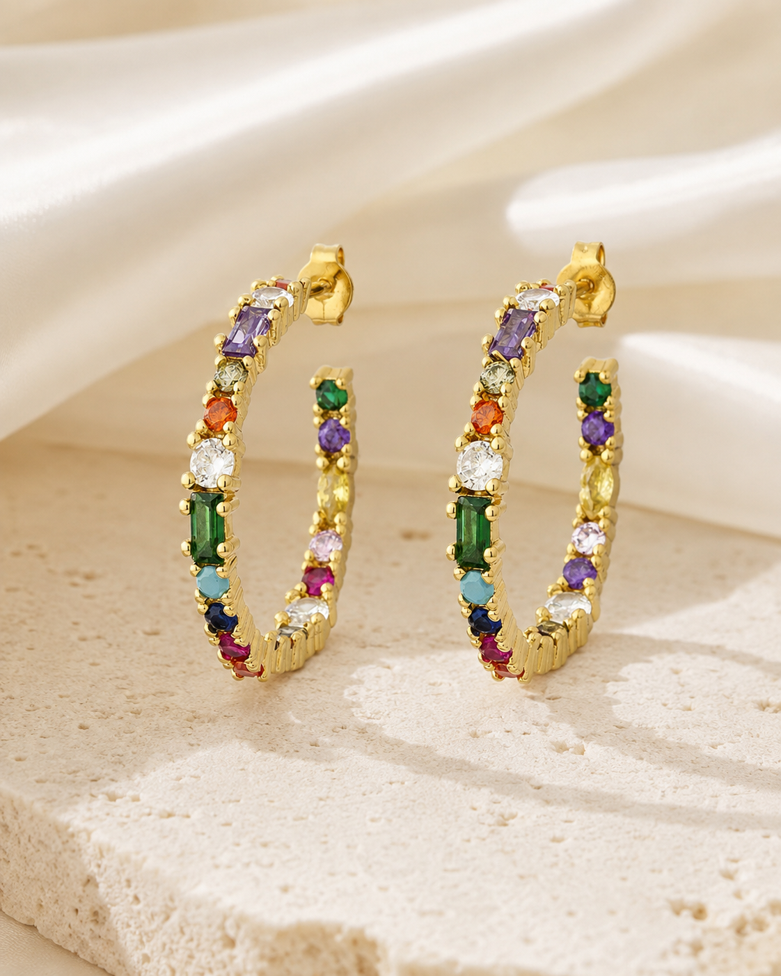 Elodie C-Shape Zirconia Earrings close detail