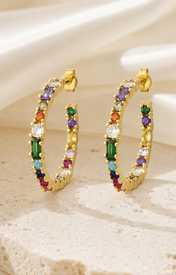 Elodie C-Shape Zirconia Earrings close detail