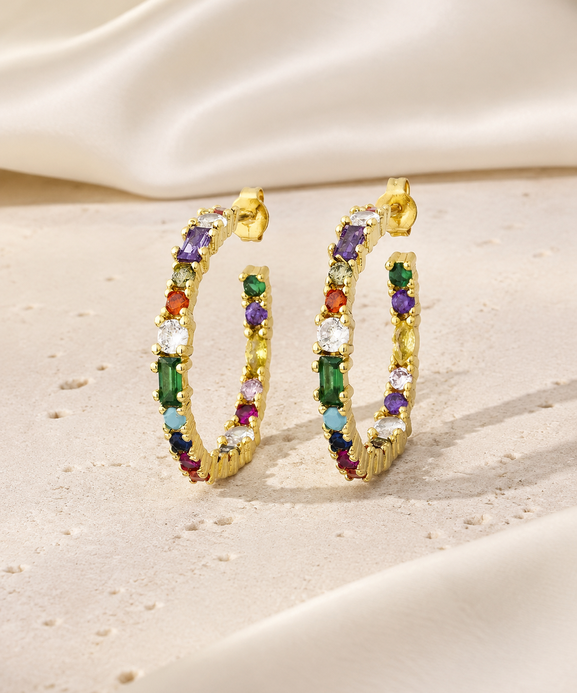 Elodie C-Shape Zirconia Earrings jewelry product view