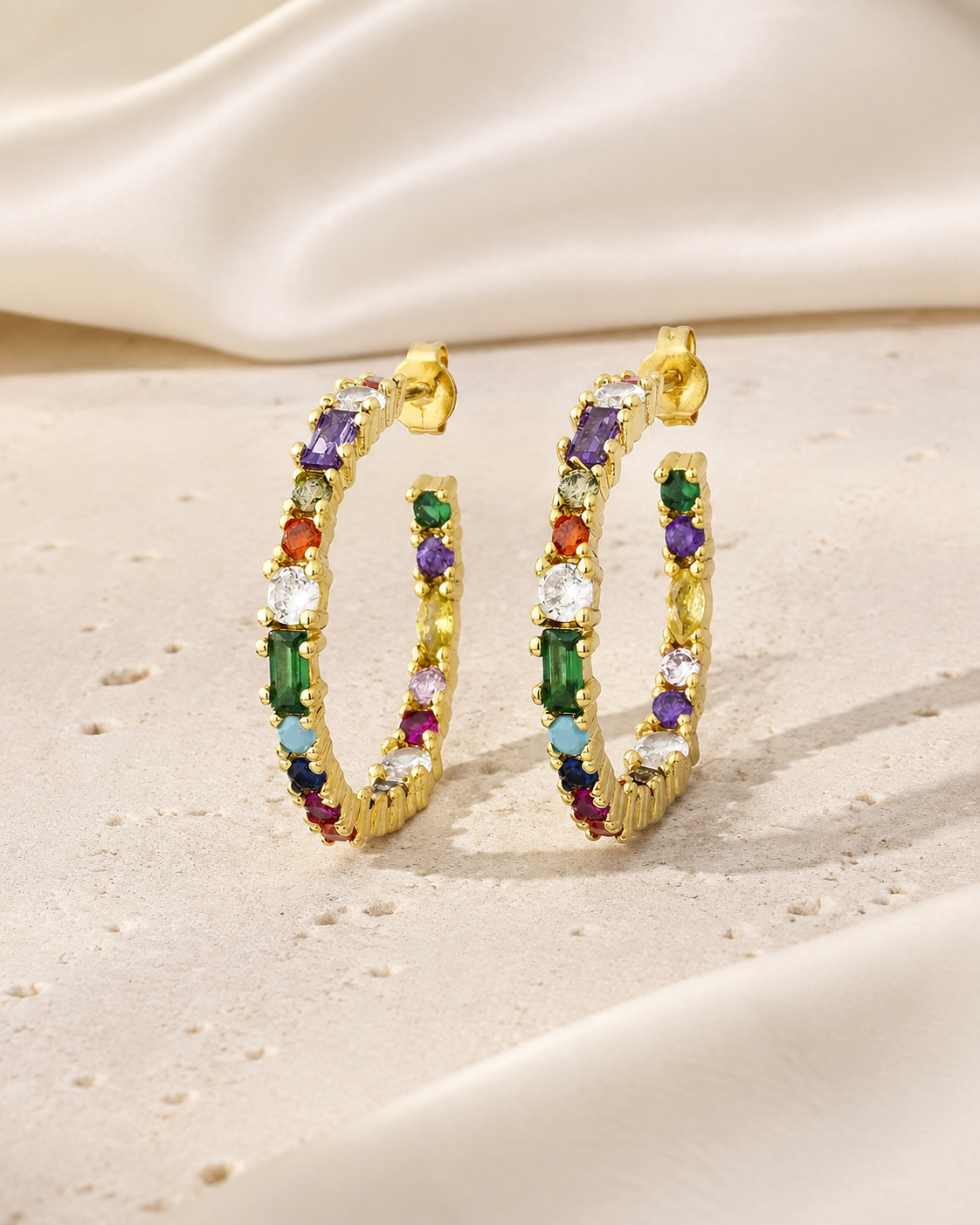 Elodie C-Shape Zirconia Earrings jewelry product view