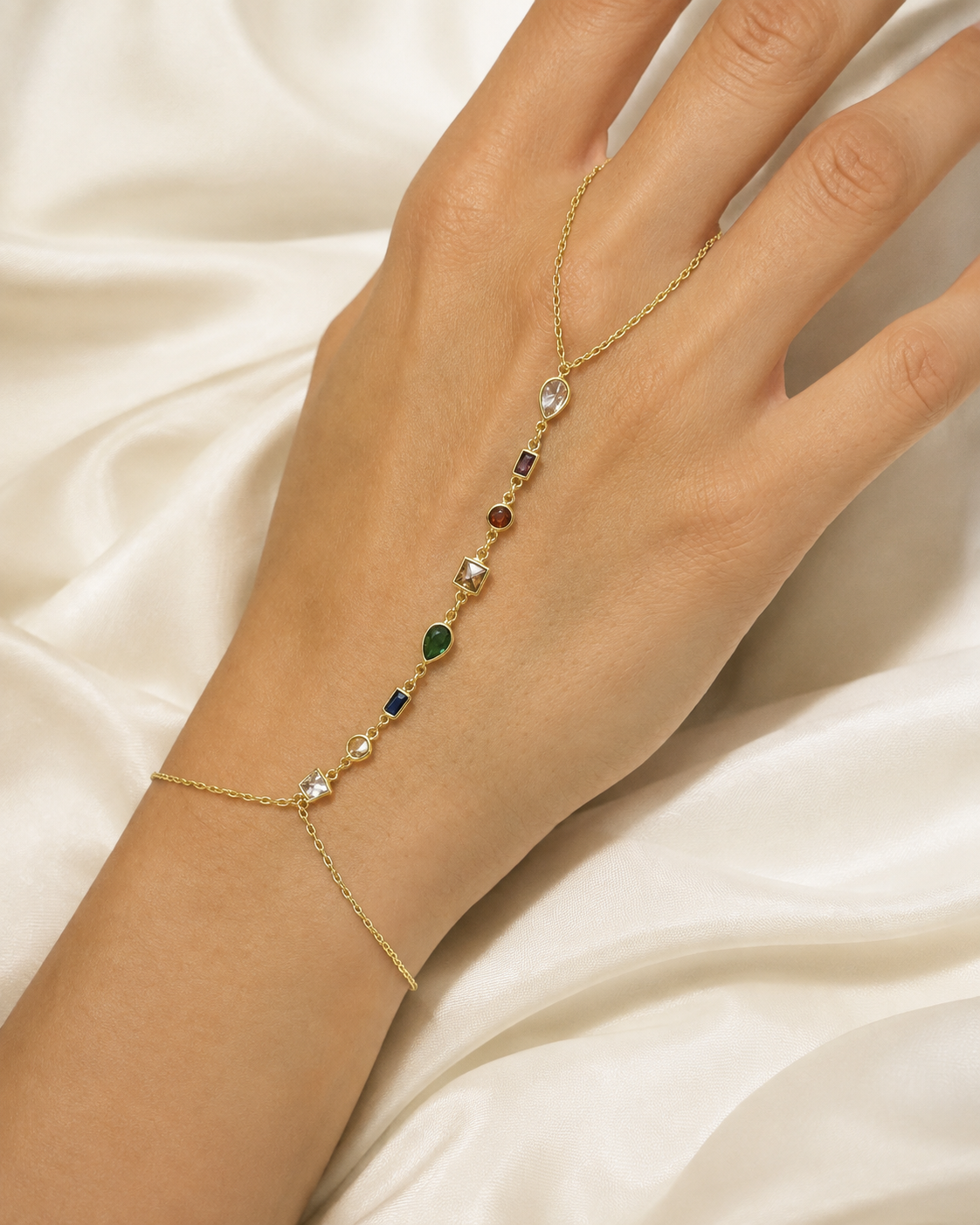 Model wearing Marisol Tassel Chain Bracelet