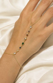 Model wearing Marisol Tassel Chain Bracelet
