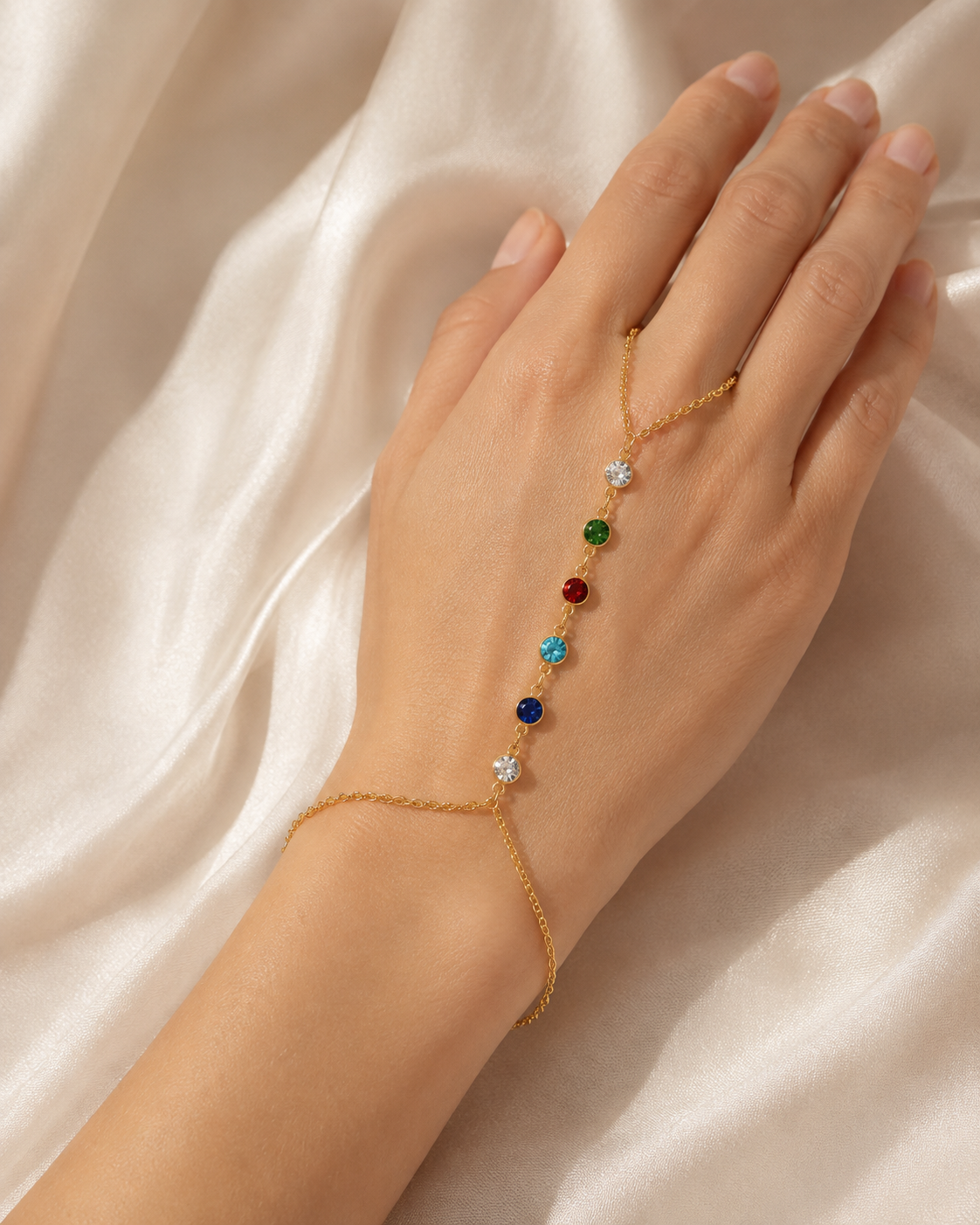 Model wearing Ines Tassel Chain Bracelet