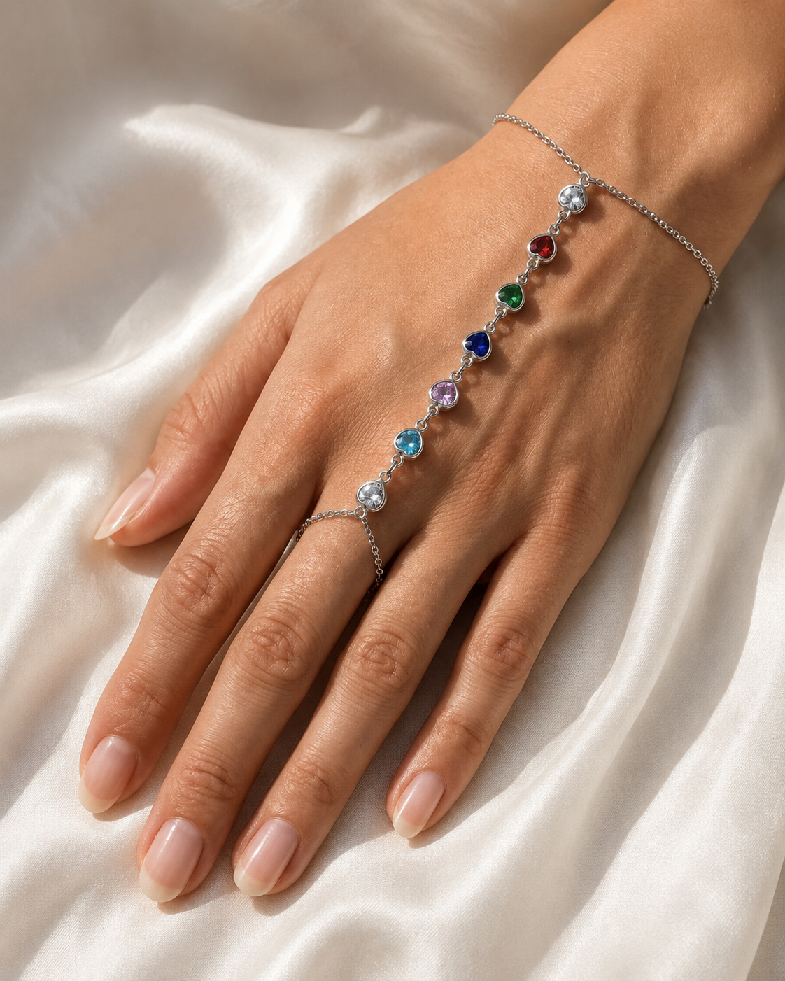 Model wearing Wren Tassel Chain Bracelet