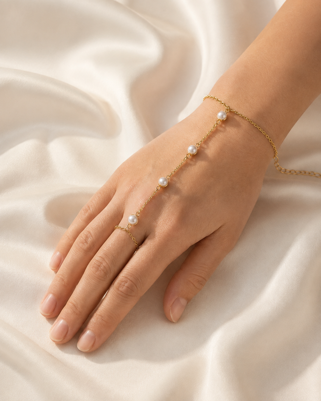 Model wearing Odette Tassel Chain Bracelet