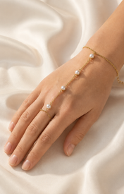 Model wearing Odette Tassel Chain Bracelet