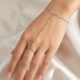 Model wearing Marlowe Tassel Chain Bracelet
