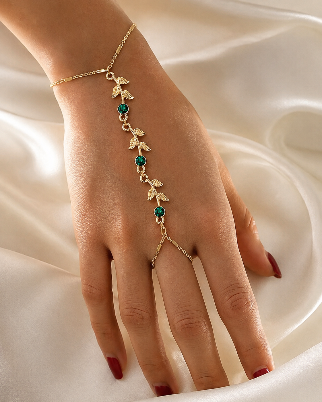 Model wearing Isolde Tassel Chain Bracelet
