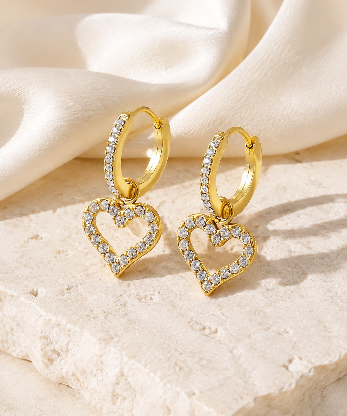 Heart Charm Zircon Stud Earrings jewelry product view