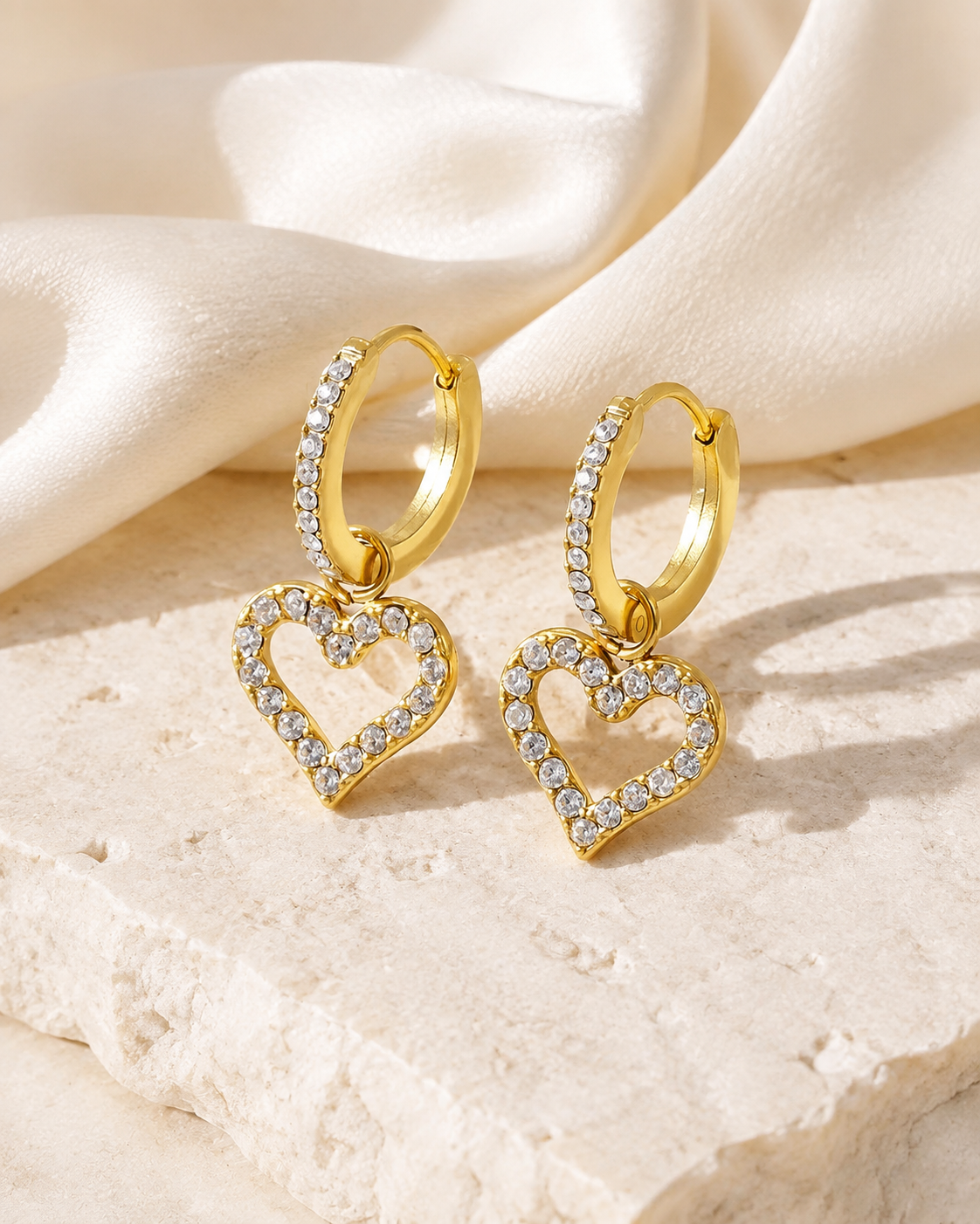 Heart Charm Zircon Stud Earrings jewelry product view